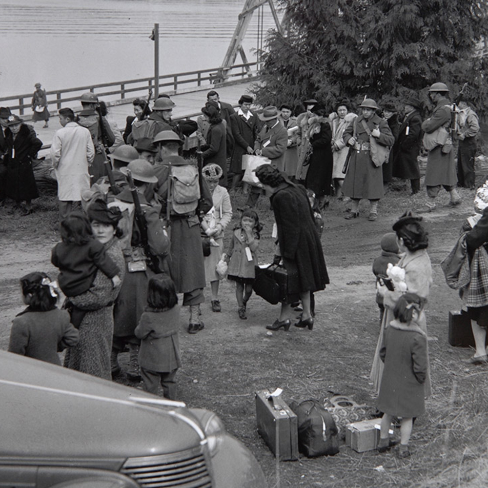 Families waiting for the ferry to Seattle