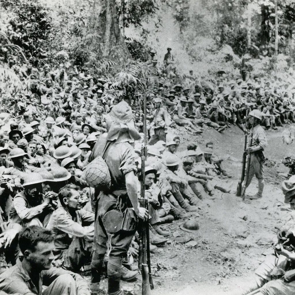 Captured American soldiers before the beginning of the Bataan Death March