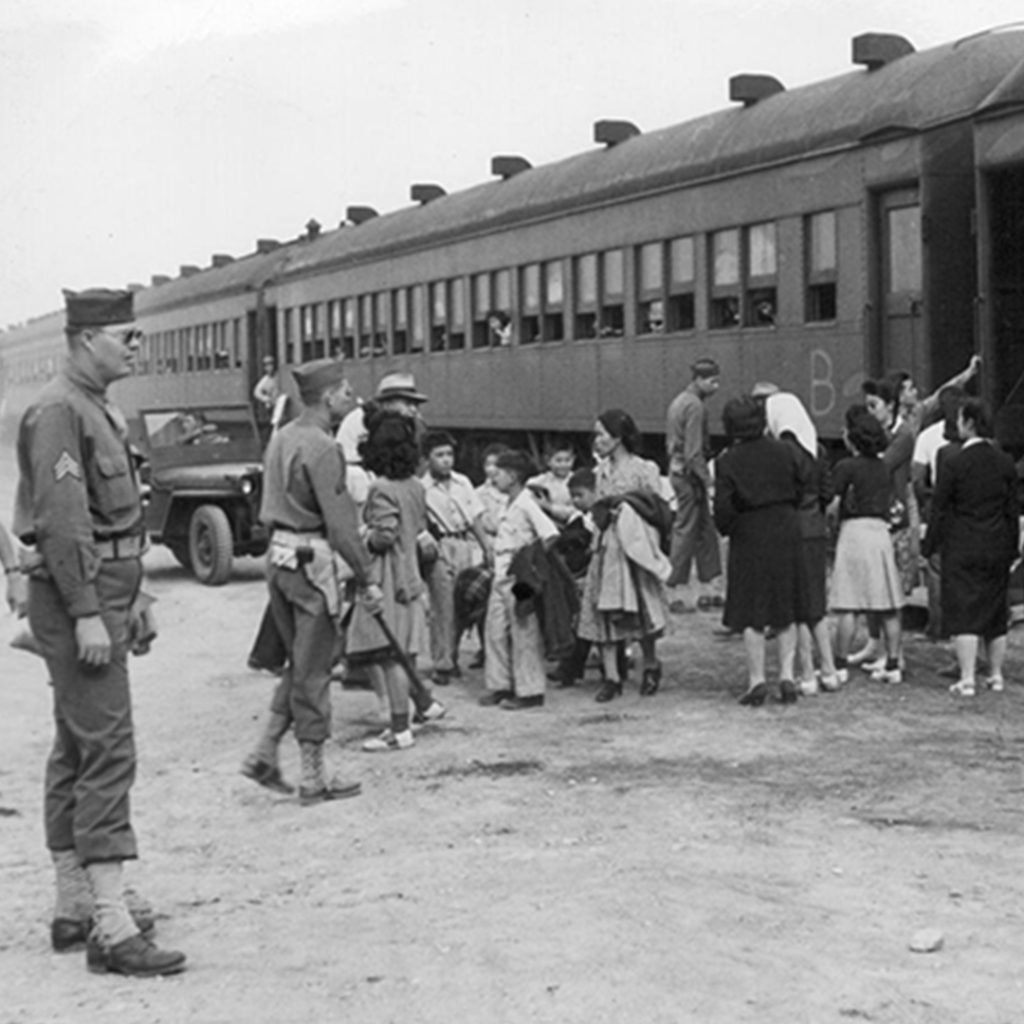 Arrival of the incarcerees at Heart Mountain Relocation Center, 1942