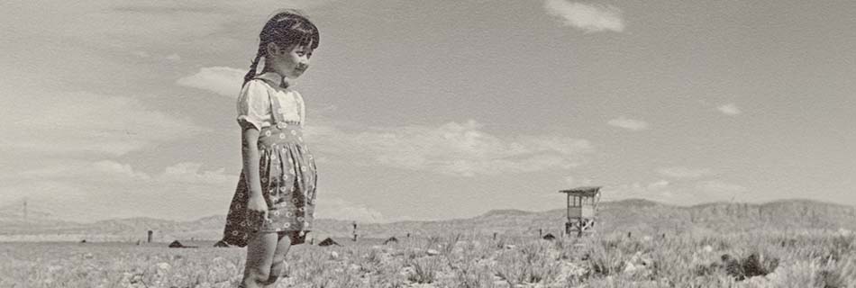 Ayako Inouye standing in Heart Mountain, May 31, 1944, Yoshio Okumoto Collection