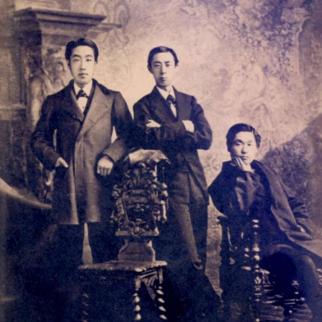 Tadaatsu Matsudaira (left), his brother Tadanari (center), and possibly fellow student Shin Yamaguchi