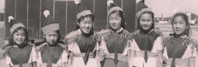 Girls in Christmas costume, Jerome War Relocation Center, Denson, Arkansas, 1944