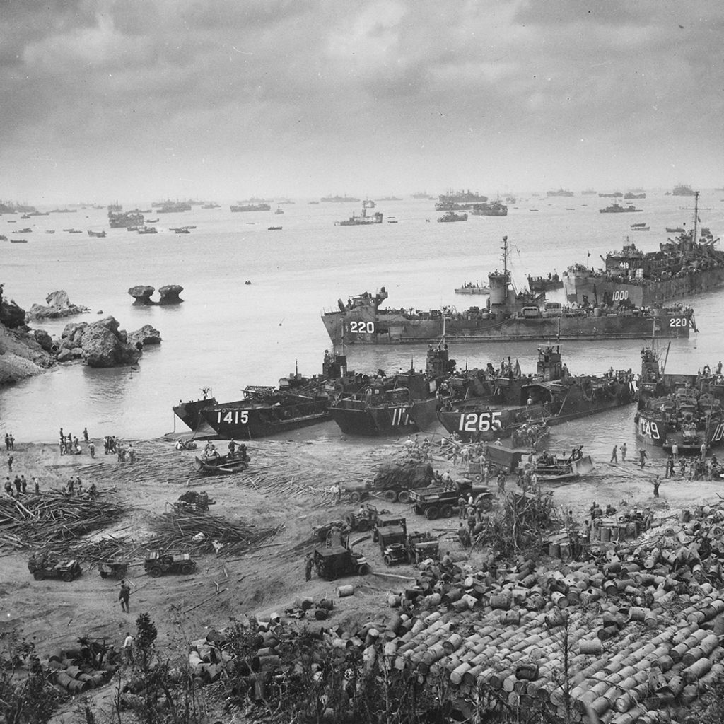 A formidable task force carves out a beachhead on Okinawa, April 13, 1945