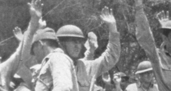 American troops surrendering to Japanese soldiers on Bataan, credit National Archives