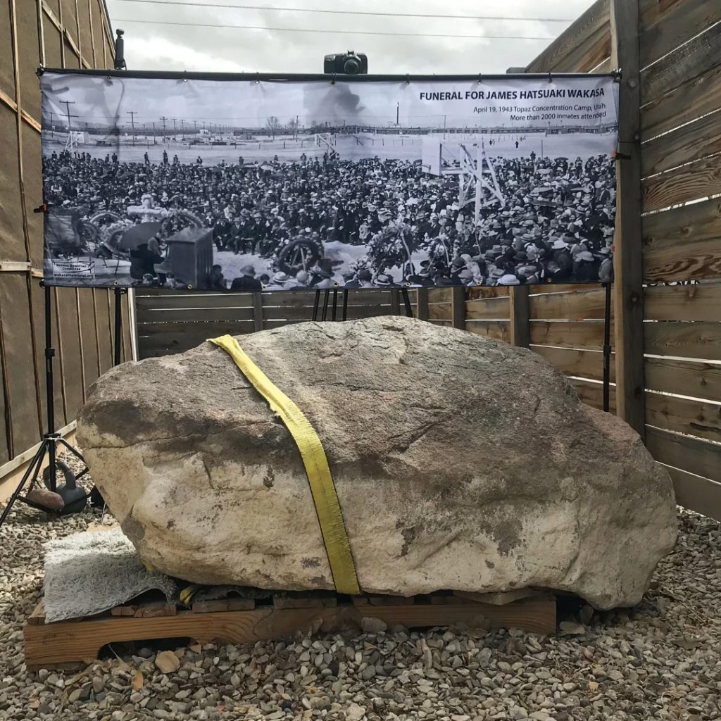 The memorial stone that was unearthed in 2020, credit Kristine Weller / KUER