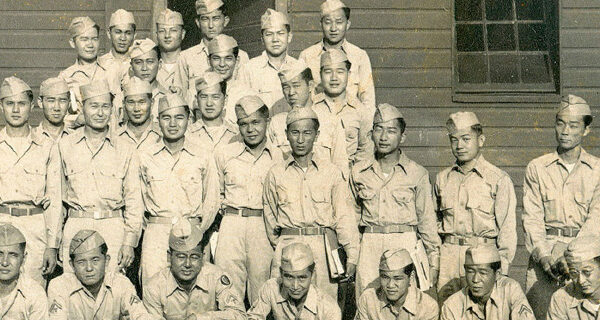 Some members of Company D of MIS Language School, Camp Savage, Minnesota, 1944, credit George Matsunaga
