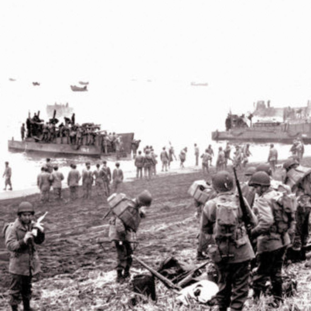 American soldiers and equipment land on Massacre Bay, Attu Island, Alaska, May 26, 1943, credit U.S. Navy