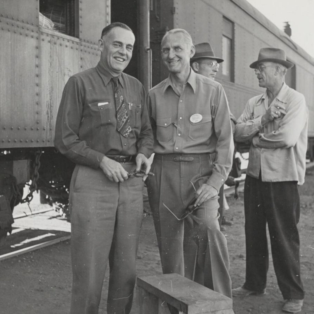 Raymond Best (left), Director of Tule Lake Segregation Center, September 30, 1943, credit The Bancroft Library, UC Berkeley