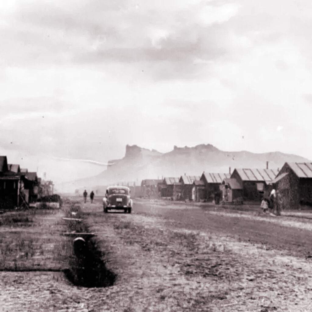 The barracks at Tule Lake Segregation Center, credit NARA via Densho