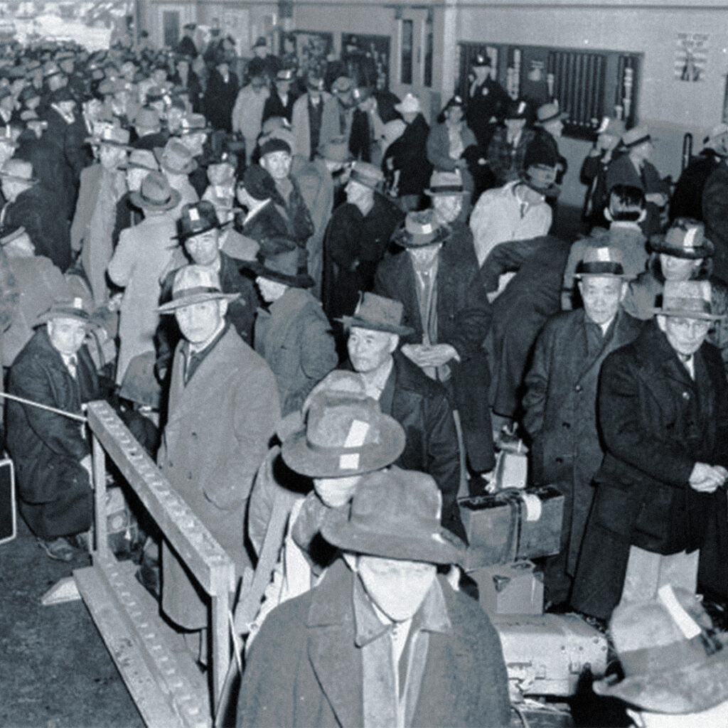 Japanese repatriates boarding ships to Japan after WWII, November 24, 1945.