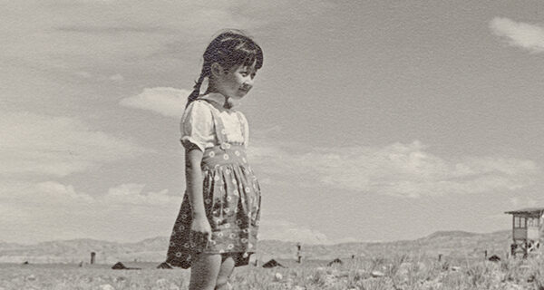 Ayako Inouye standing in Heart Mountain, May 31, 1944, Yoshio Okumoto Collection