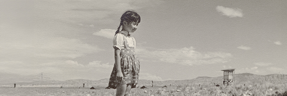 Ayako Inouye standing in Heart Mountain, May 31, 1944, Yoshio Okumoto Collection