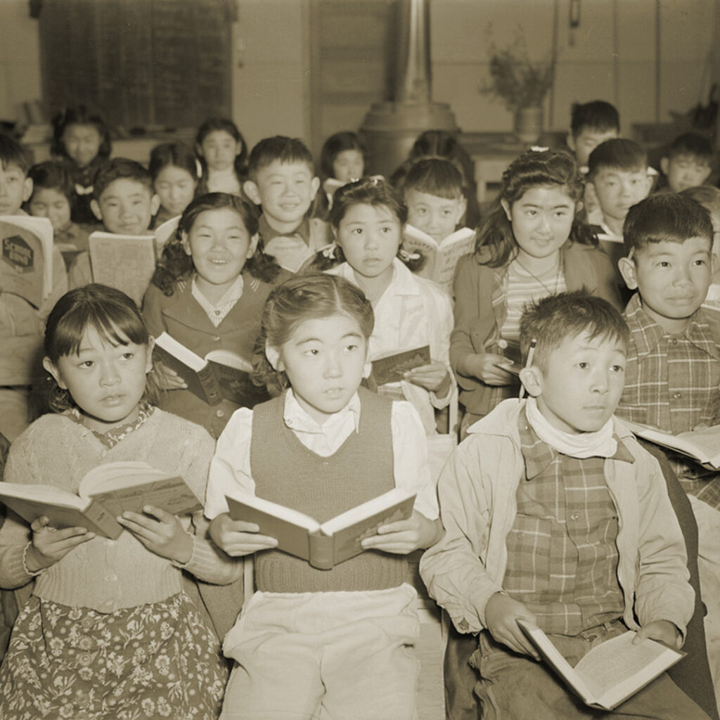 Grammar School class at Tule Lake, November 4, 1942, photo by Francis Stewart