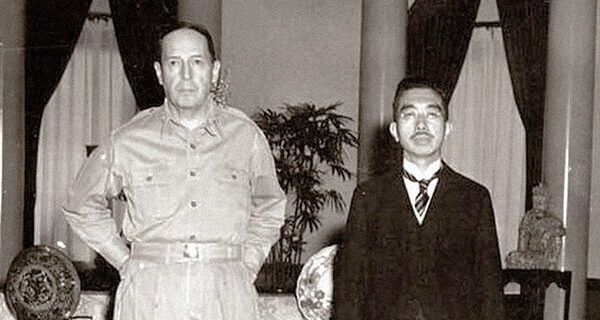 Faillace's picture of General MacArthur and Emperor Hirohito at Allied GHQ in Tokyo, September 27, 1945