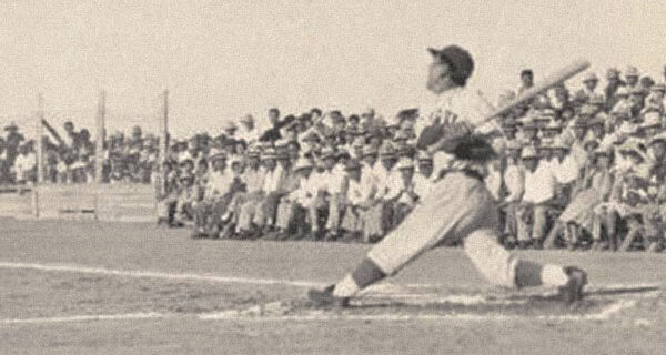 Mori Shimada at bat, Heart Mountain, Wyoming, 1944