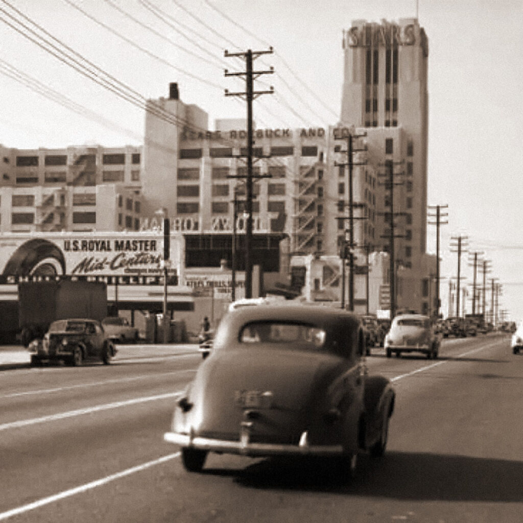 The Sears, Roebuck & Co. building on Olympic Boulevard in Los Angeles, where Tomoya Kawakita was seen shopping in 1946.