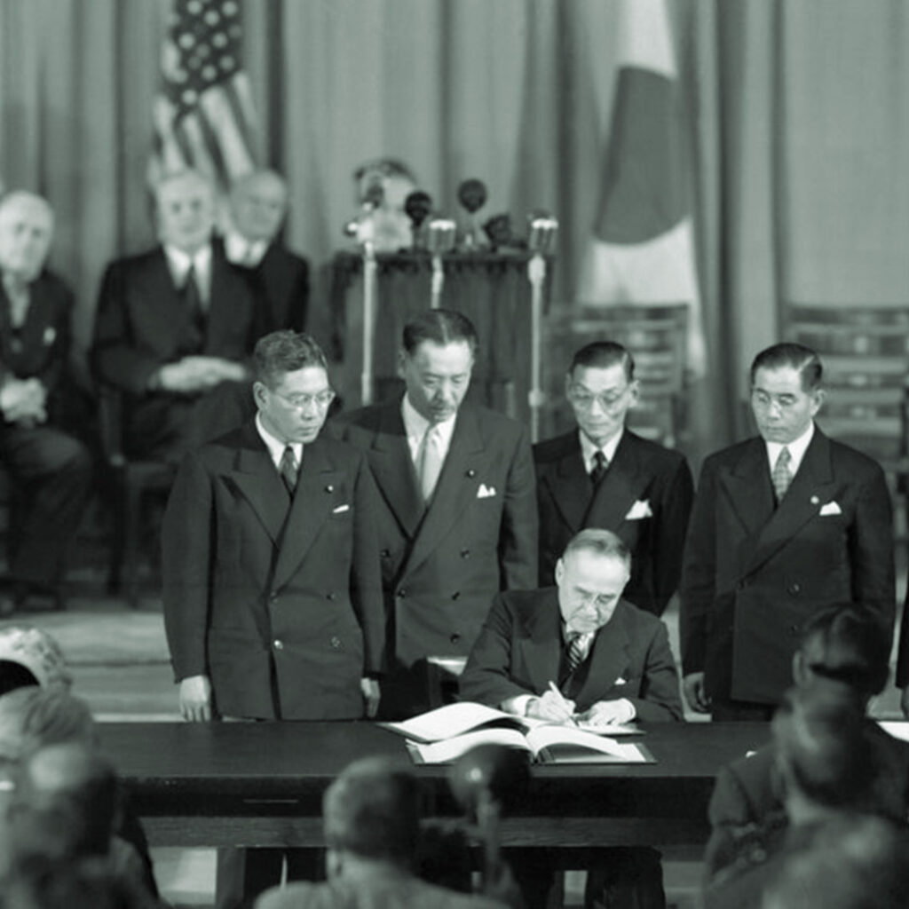 Signing of the U.S.–Japan Peace Treaty, San Francisco, 1951.