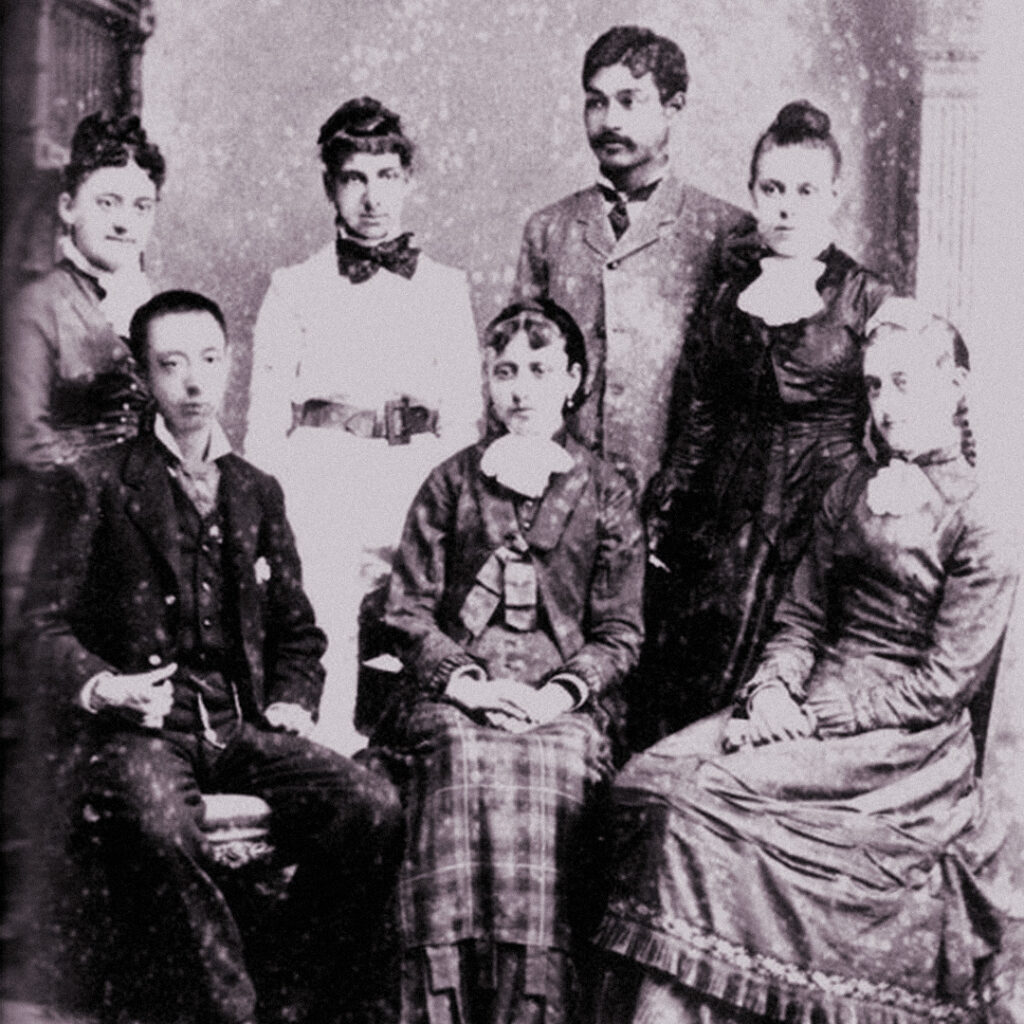 Tadaatsu and Tadanari Matsudaira with American women, 1870s.