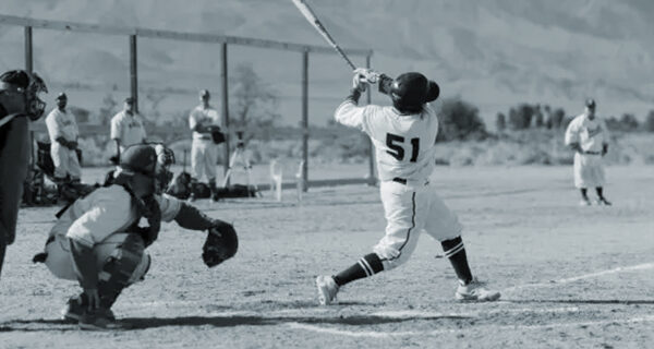 A game hosted by Manzanar Baseball Project, October 26, 2024. Photo by Ricardo Nagaoka