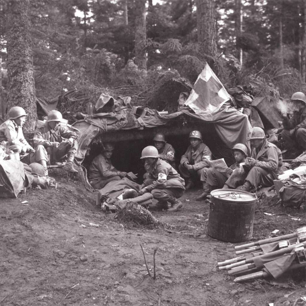 Advanced Aid Station 2nd & 3rd Battalion 442nd RCT, Belmont, France, October 29, 1944