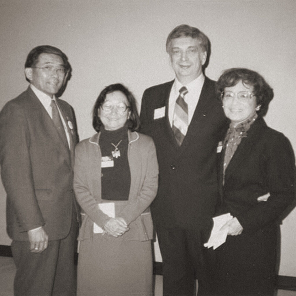 After the signing of the Civil Liberties Act of 1988, a landmark moment in American history. Pictured: Norman Mineta, Grace Uyeda, Mike Lowry, and Cherry Kinoshita.
