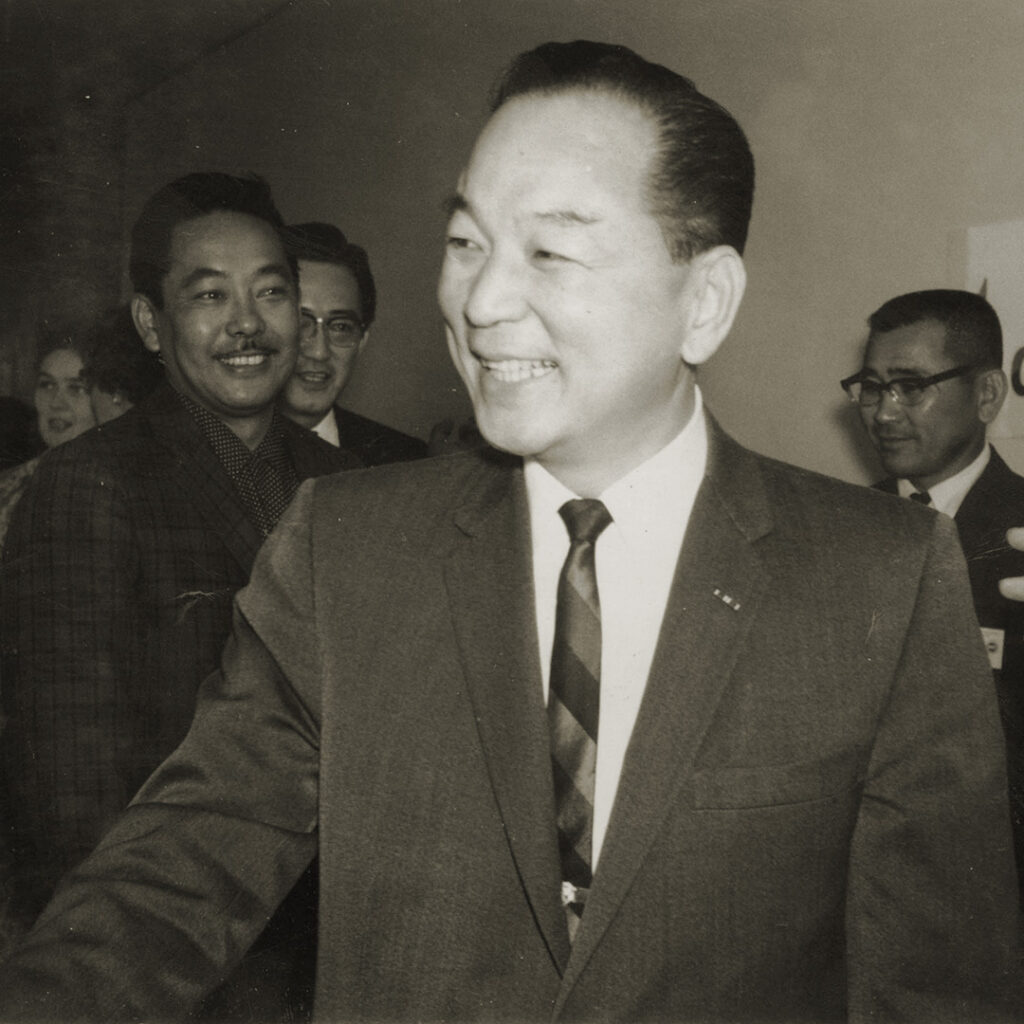 Spark Matsunaga greeting his supporters in Washington during the 1960s.