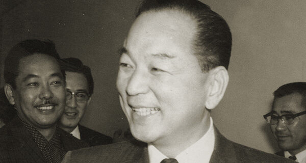 Congressman Spark Matsunaga greeting supporters, Washington DC, 1960s