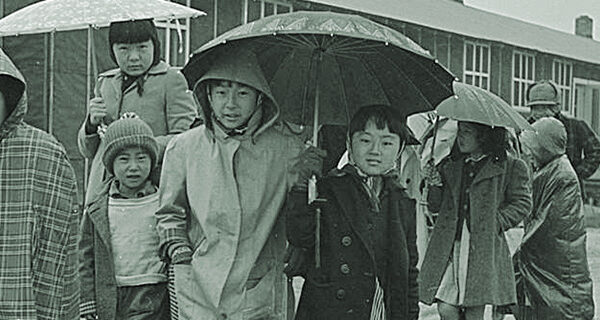 Grade school children leaving the school at Jerome Relocation Center in Denson, Arkansas — NARA