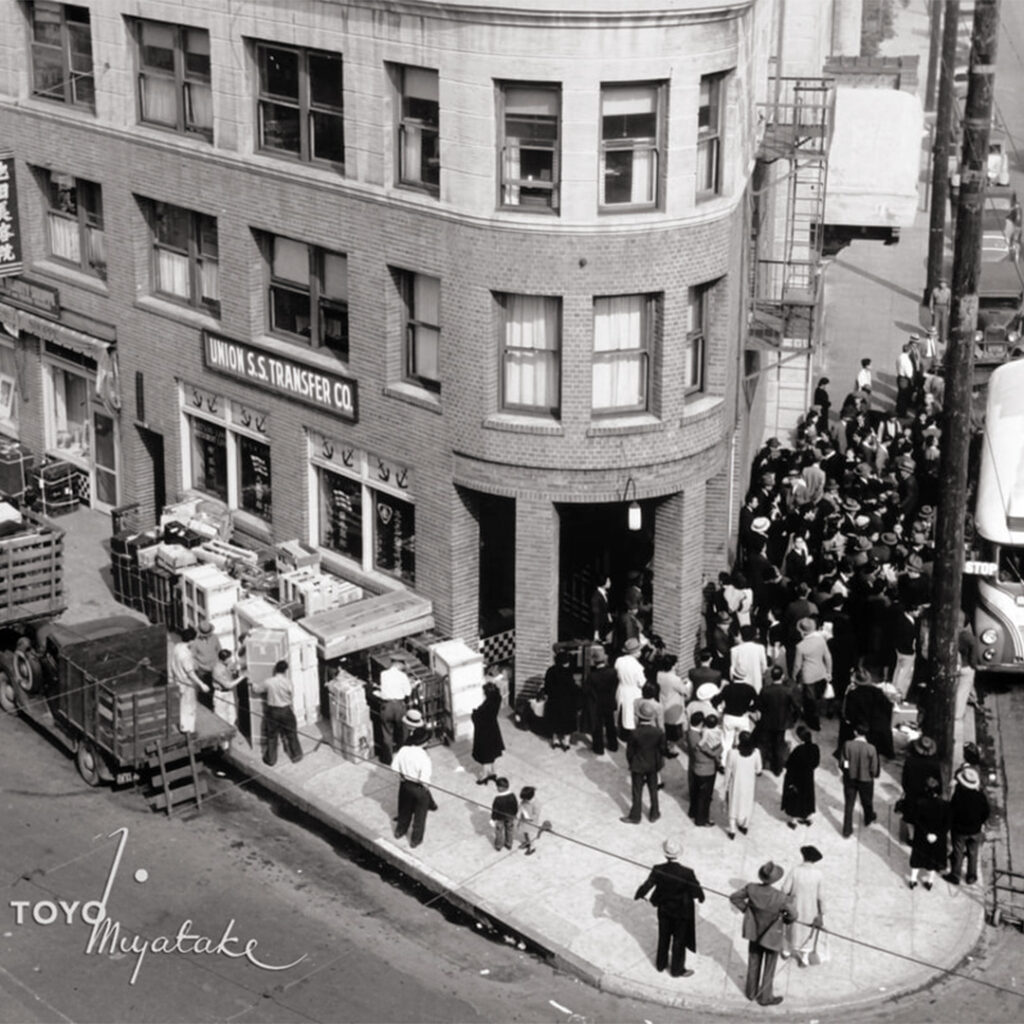 The roundup in Little Tokyo, by Toyo Miyatake.