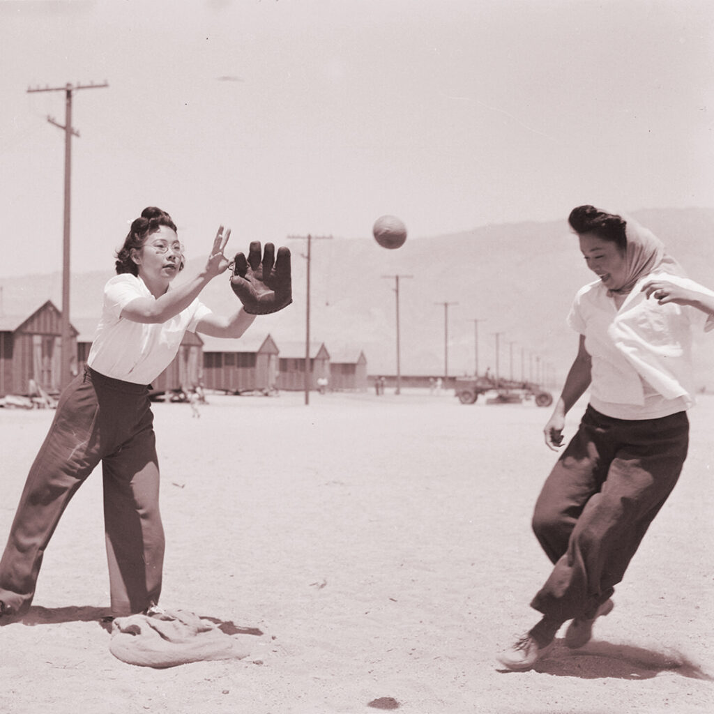 Softball at Manzanar during WWII.
