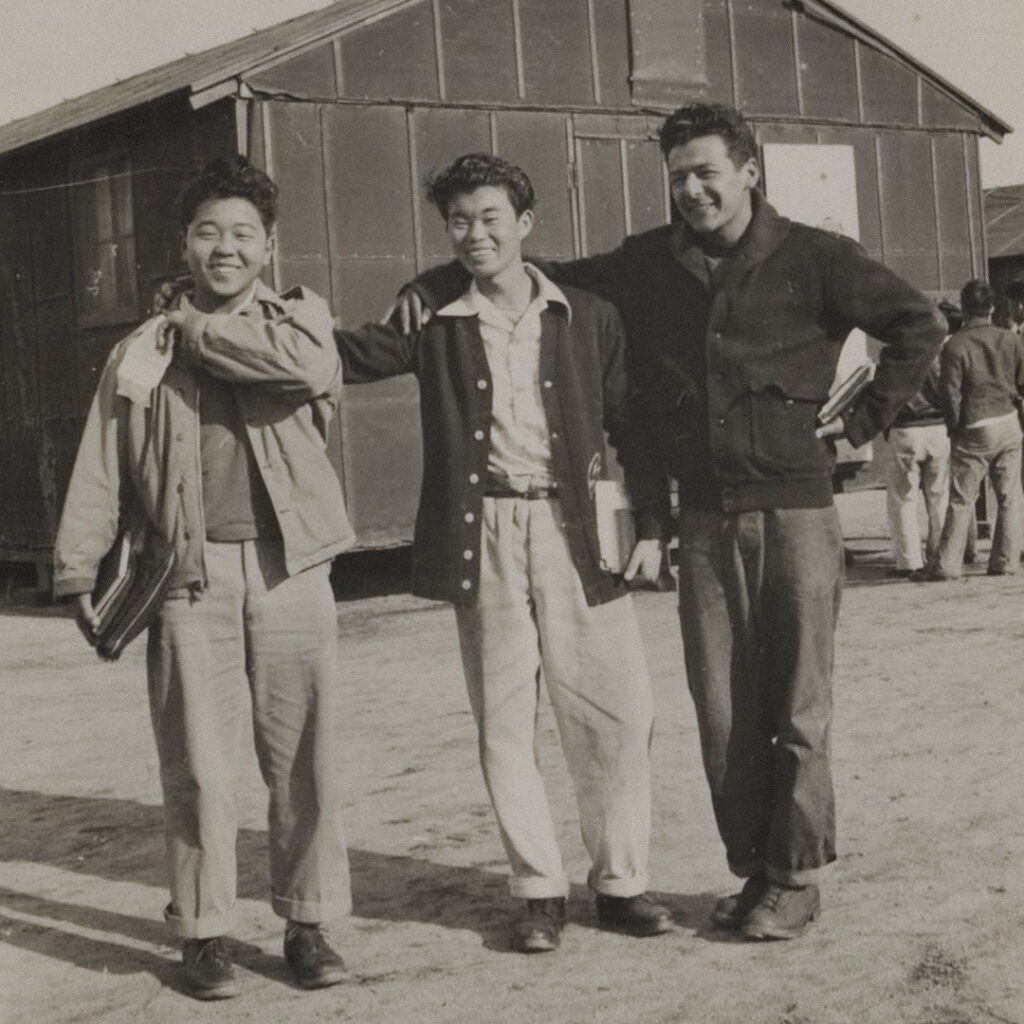 Ralph Lazo with Japanese American friends at Manzanar.