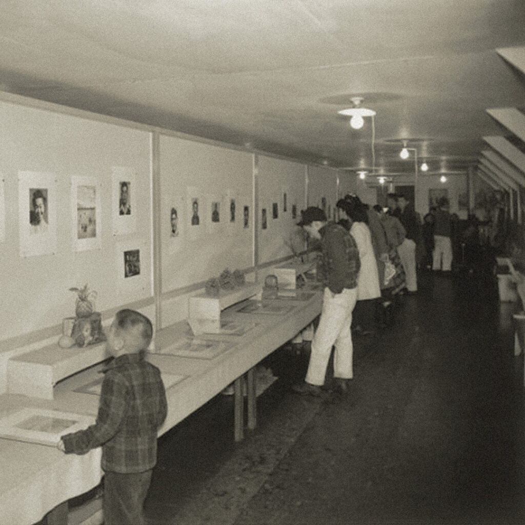 Ansel Adams Manzanar photo exhibit at the Visual Education Museum, Manzanar, 1943