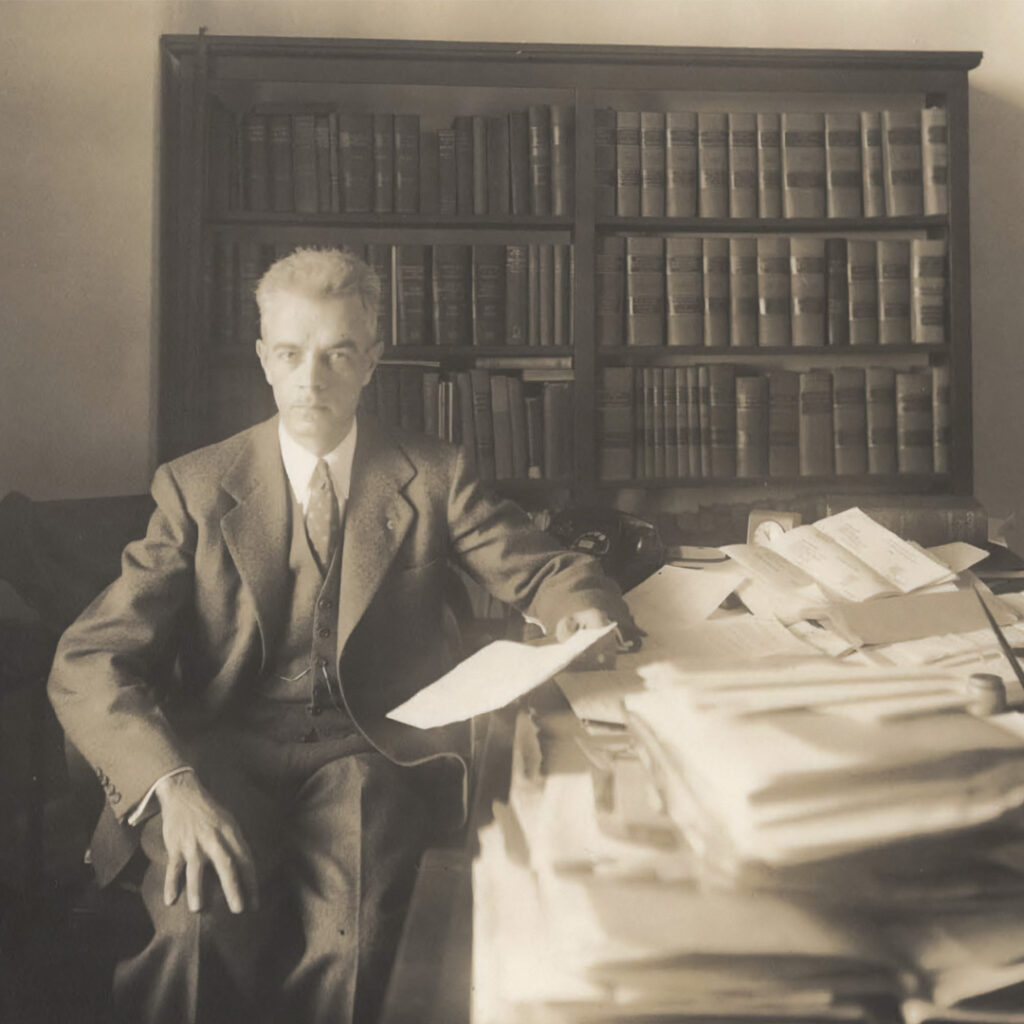 Attorney Wayne Collins in his San Francisco office, c. 1942.