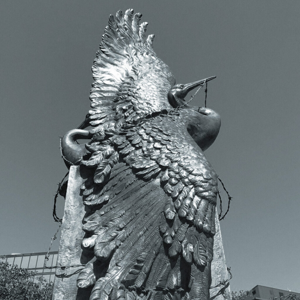 “Crane in Barbed Wire,” sculpture by Nina Akamu at the National Japanese American Memorial to Patriotism During World War II