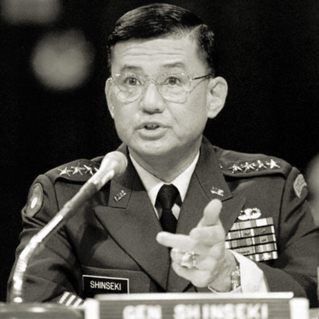 General Eric Shinseki testifying before Congress in 2003.