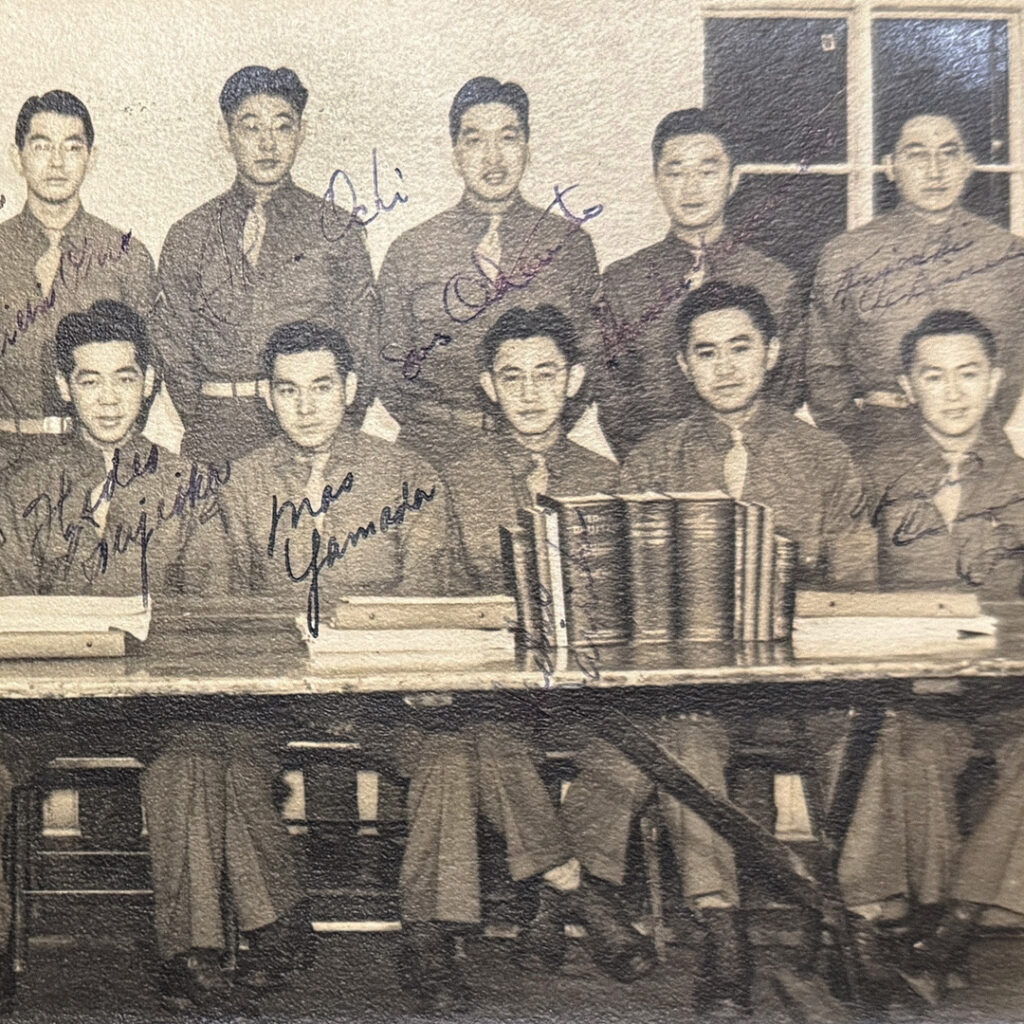 Claude Mimaki (front row, second from right) with his MIS Language School Class A-4 at Fort Snelling, 1944