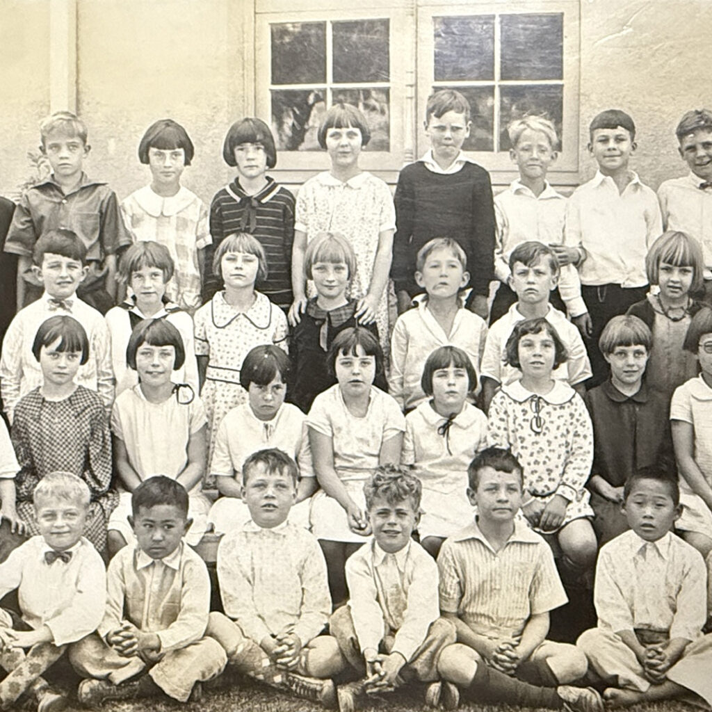 Claude (second from left, bottom row) and his cousin George (far right, bottom row) in Miss Dillingham’s classroom at Arcadia Elementary, c.1927.