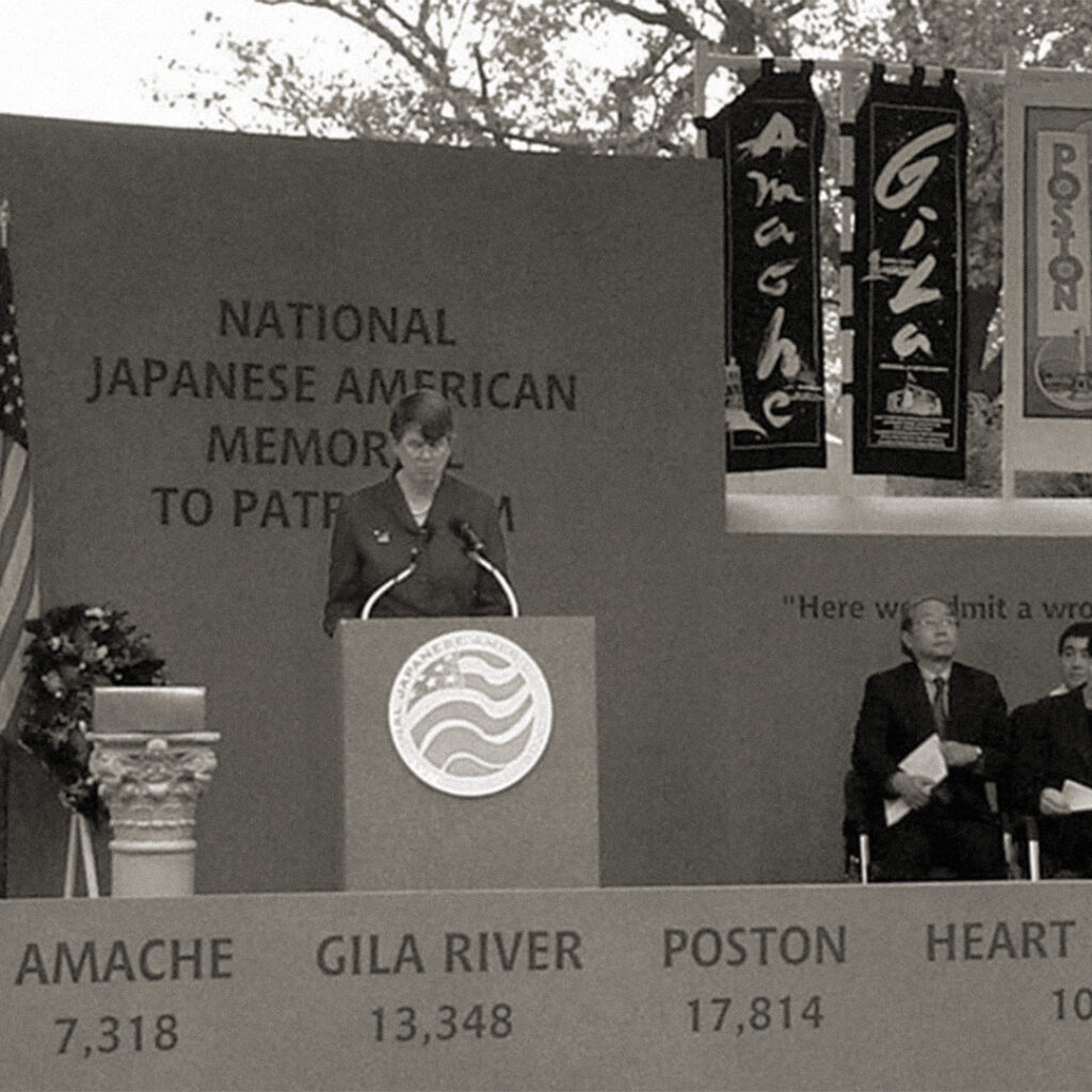 U.S. Attorney General Janet Reno reading a letter from President Bill Clinton. November 9, 2000 — Washington, D.C.