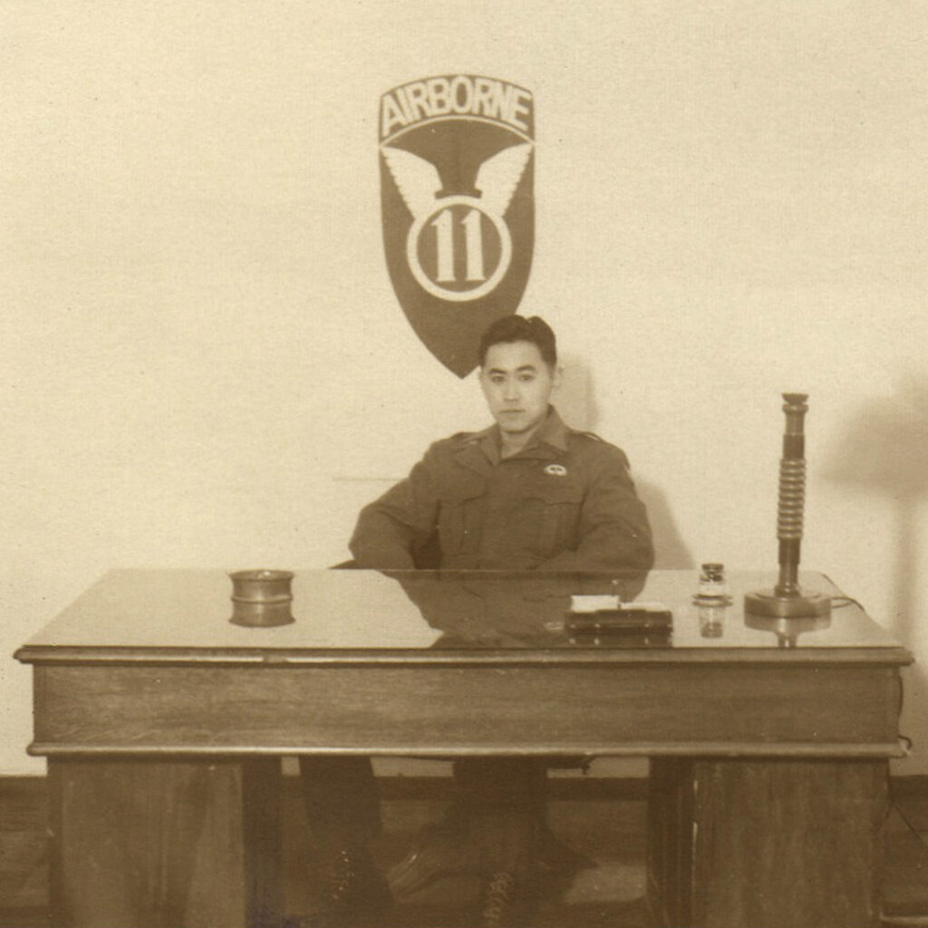 Claude Mimaki in Hakodate, 1946, serving with the 11th Airborne Division during the U.S. occupation of Japan