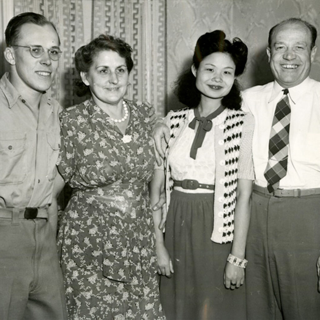 Ex-GI and Chinese War Bride welcomed home, September 4, 1946, Courtesy Roy Delbyck Museum of Chinese in America