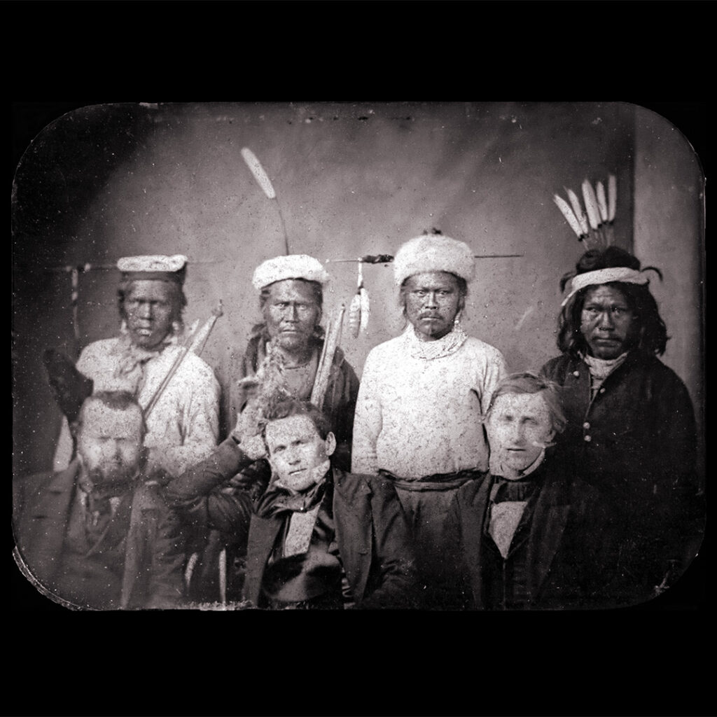 Maidu headmen with U.S. treaty commissioners, 1851.