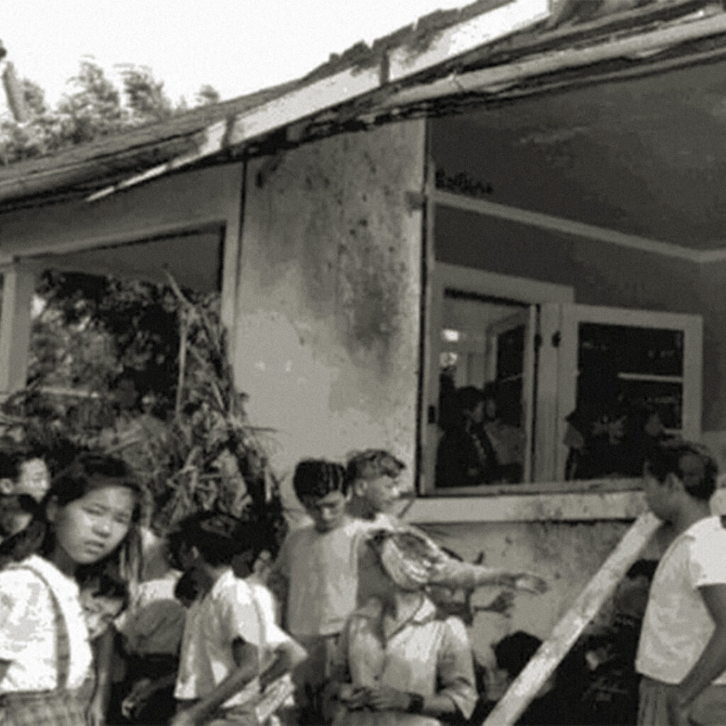 A house in Honolulu destroyed by U.S. Navy's 5-inch anti-aircraft shells. Credit: Hawaii War Records Depository