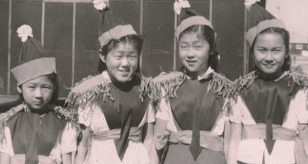 Girls in Christmas costume, Jerome War Relocation Center, Denson, Arkansas, 1944