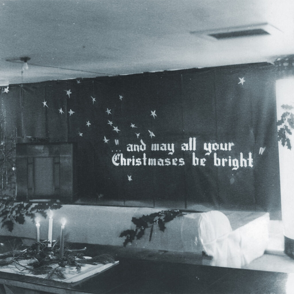 Block 28’s 1st place Christmas display at Minidoka, 1944.