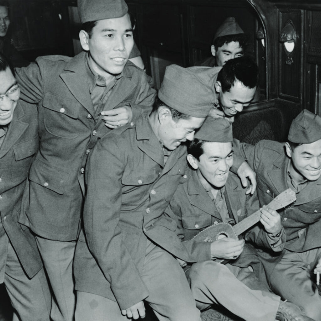 soldiers with ukulele