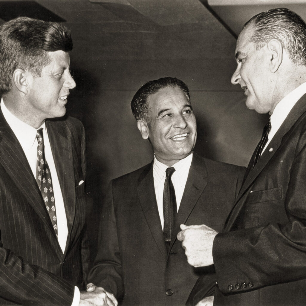 Dalip Singh Saund with President John F. Kennedy and Vice President Lyndon B. Johnson.