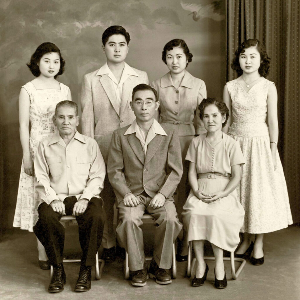 Kakurō Shigenaga with his family, 1955, credit Mark Shigenaga