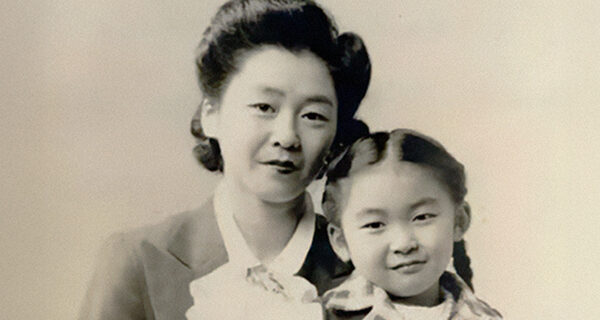 Mary Tsukamoto and her daughter Marielle at Jerome War Relocation Center, October 1944, courtesy California State University, Sacramento Library
