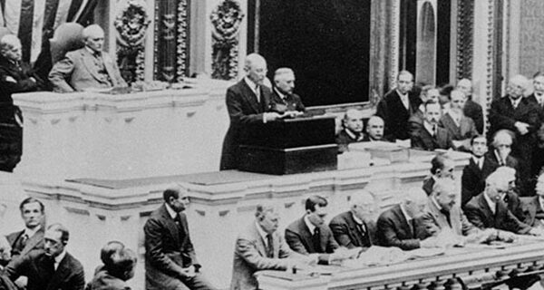 President Woodrow Wilson addressing a joint session of Congress, April 2, 1917, AP Photo