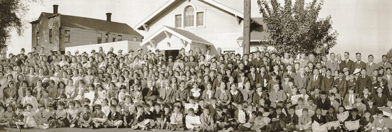 Students and faculty outside the Japanese Language School, May 23, 1937, University of Washington Libraries Special Collections UW 35885
